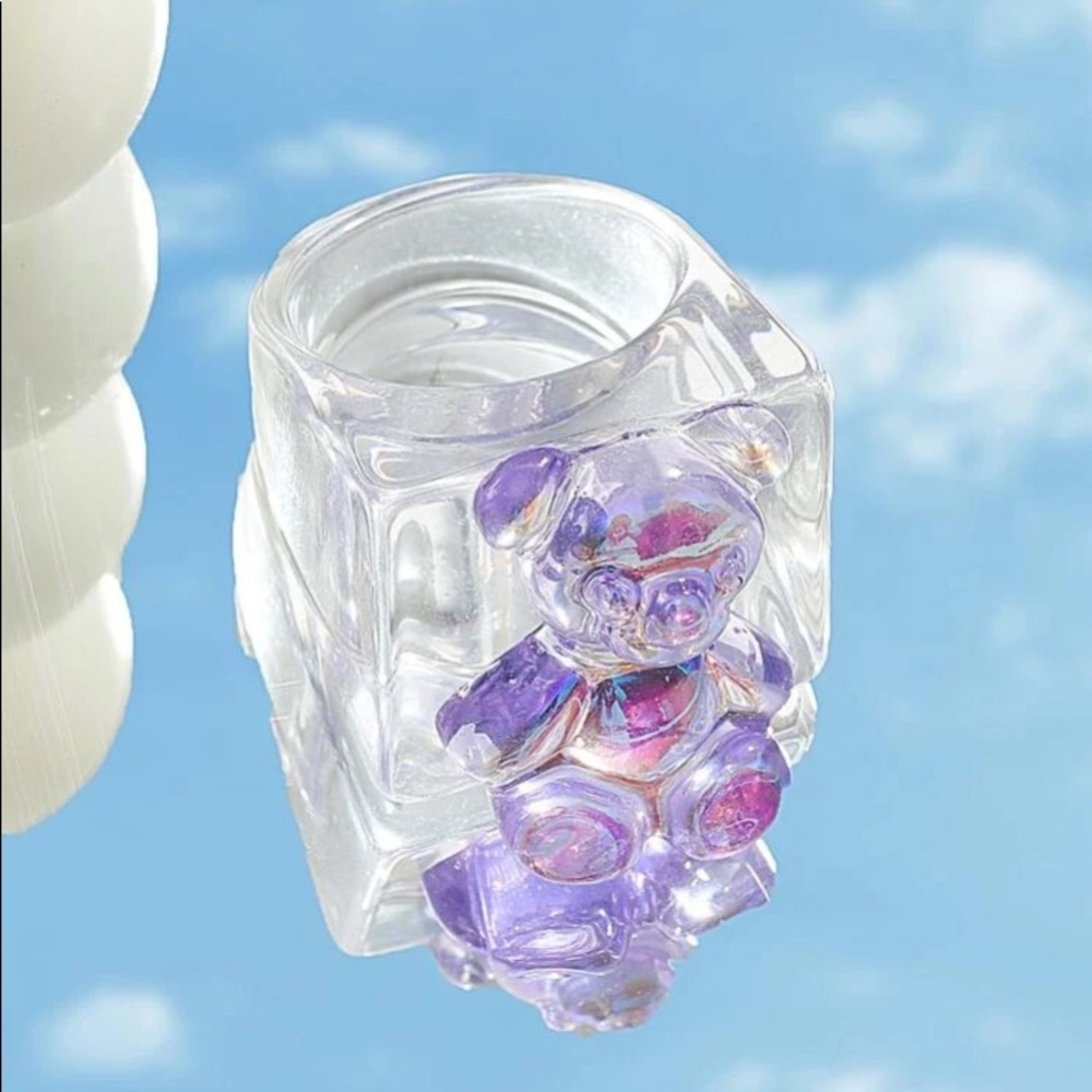🐻 Cute Resin Iridescent Chunky 90s Bear Ring 🐻